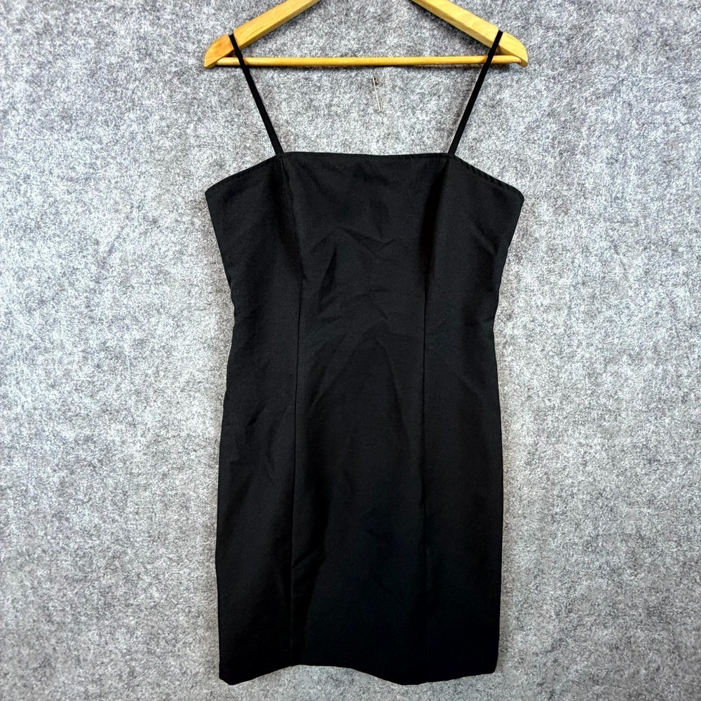 Vintage Womens Mini Dress 13/14 Spaghetti Straps Classic 90s LBD Simple Basic